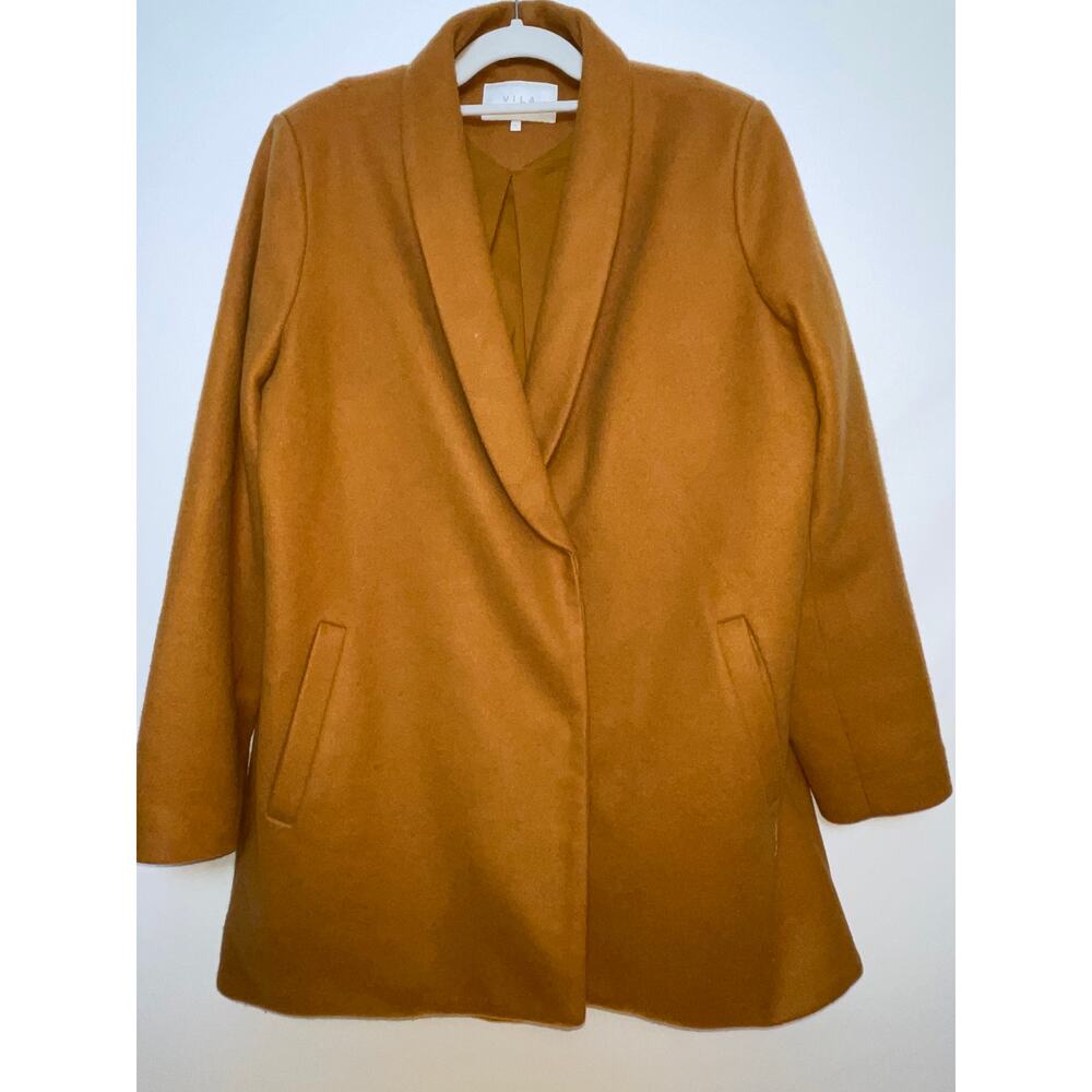 Vila Vicamdom Loose Coat -‎ Size EU 44 (US 12 or XL) - Soft in Warm Gold Color